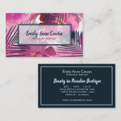 Makeup Artist Trendy Tropical Palm Pink Floral Visitekaartje (Voorkant / Achterkant)