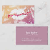 Makeup Artist Tropical Palm Trees Chic Lips Salon Visitekaartje (Voorkant / Achterkant)