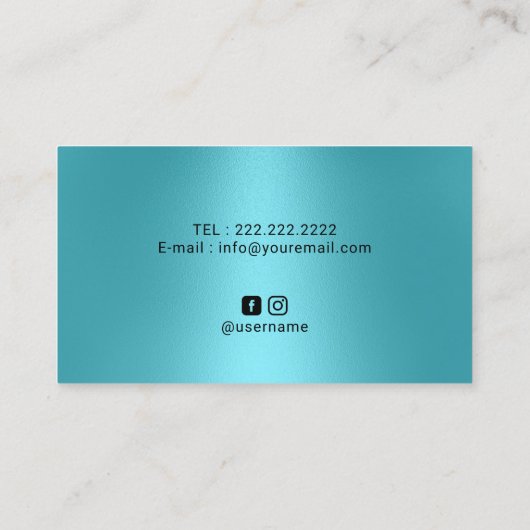 Makeup Artist Turquoise Bold Typography Signature Visitekaartje (Achterkant)