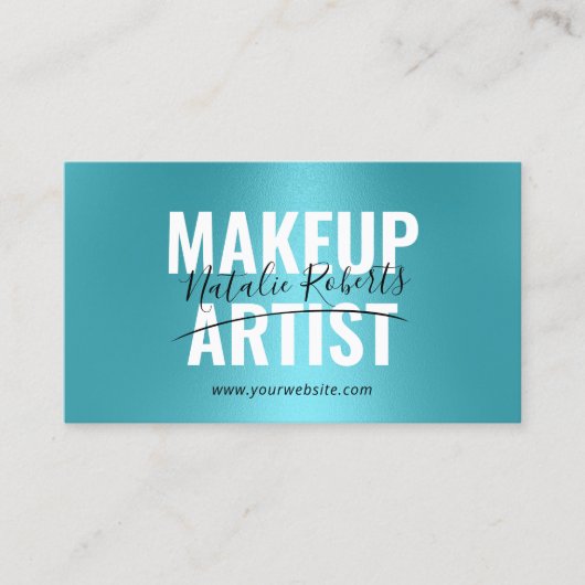 Makeup Artist Turquoise Bold Typography Signature Visitekaartje (Voorkant)