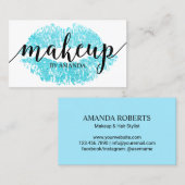 Makeup Artist Turquoise Lips Print Salon Visitekaartje (Voorkant / Achterkant)