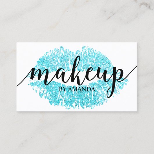 Makeup Artist Turquoise Lips Print Salon Visitekaartje (Voorkant)