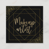 Makeup Artist Typography Modern Black & Gold Vierkante Visitekaartje (Voorkant)