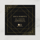Makeup Artist Typography Modern Black & Gold Vierkante Visitekaartje (Achterkant)