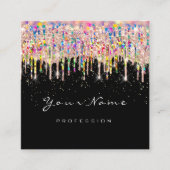 Makeup Artist Unicorn Black Holograaf Unicorn Blue Vierkante Visitekaartje (Voorkant)