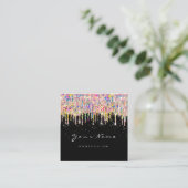 Makeup Artist Unicorn Black Holograaf Unicorn Blue Vierkante Visitekaartje (Staand voorkant)