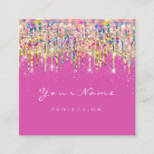 Makeup Artist Unicorn Black Holograaf Unicorn Pink Vierkante Visitekaartje (Voorkant)