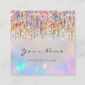 Makeup Artist Unicorn Rainbow Holografen Vierkante Visitekaartje (Voorkant)