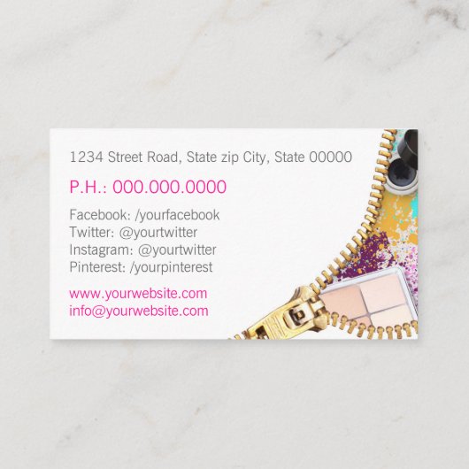 Makeup Artist Visitekaartje (Achterkant)