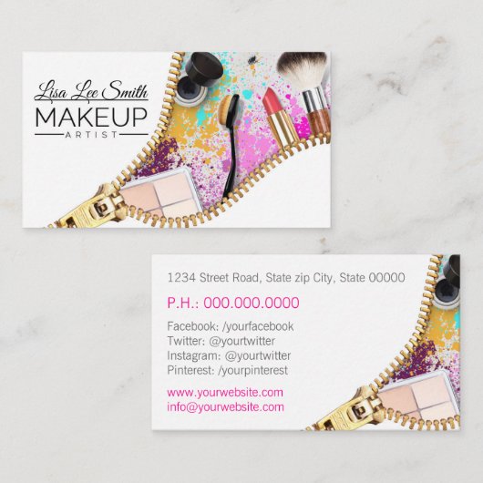 Makeup Artist Visitekaartje (Voorkant / Achterkant)