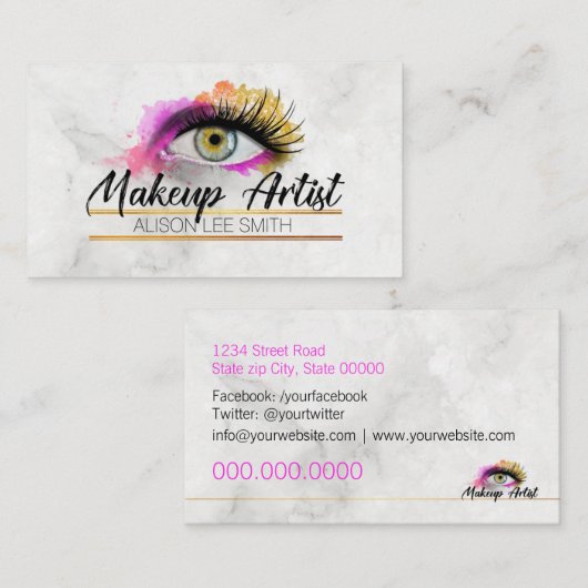 Makeup Artist Visitekaartje (Voorkant / Achterkant)