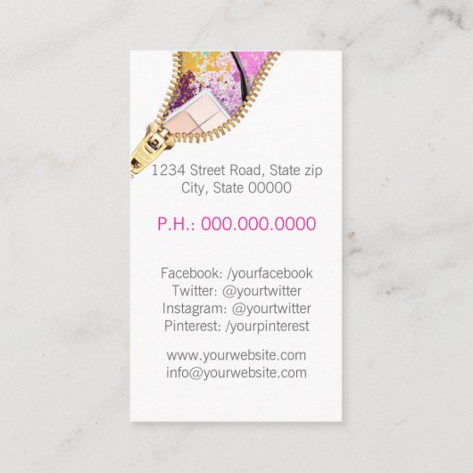 Makeup Artist Visitekaartje (Achterkant)