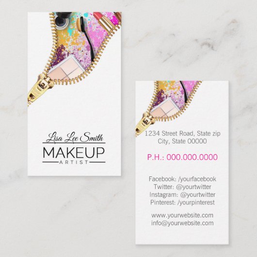 Makeup Artist Visitekaartje (Voorkant / Achterkant)