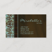 Makeup Artist Visitekaartje Damask Blue Brown (Achterkant)