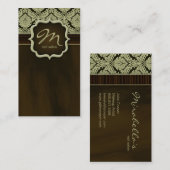 Makeup Artist Visitekaartje Damask Green Brown (Voorkant / Achterkant)