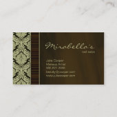 Makeup Artist Visitekaartje Damask Green Brown (Achterkant)