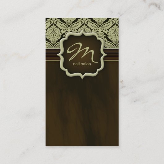 Makeup Artist Visitekaartje Damask Green Brown (Voorkant)