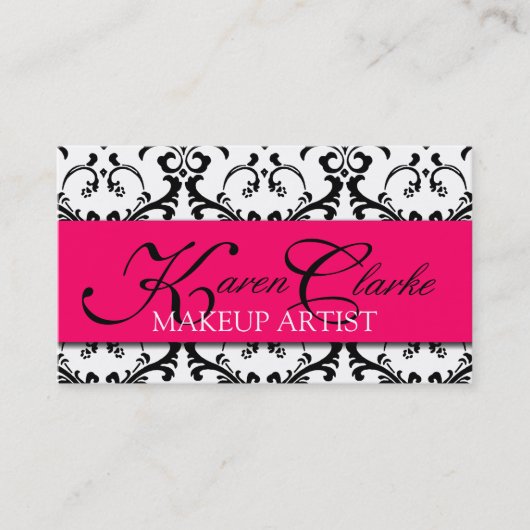 Makeup Artist Visitekaartje Damask Pink (Voorkant)