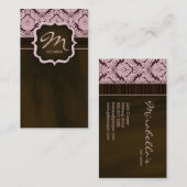 Makeup Artist Visitekaartje Damask Pink Brown (Voorkant / Achterkant)