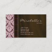 Makeup Artist Visitekaartje Damask Pink Brown (Achterkant)
