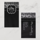Makeup Artist Visitekaartje Damask Silver Black (Voorkant / Achterkant)
