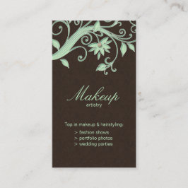 Makeup Artist Visitekaartje Flower Green Brown