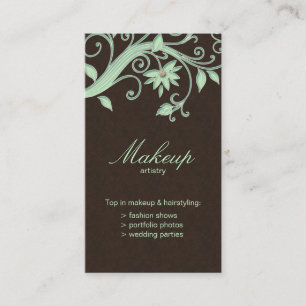 Makeup Artist Visitekaartje Flower Green Brown