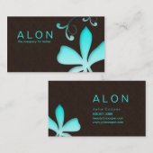 Makeup Artist Visitekaartje Flower Turquoise Blue (Voorkant / Achterkant)