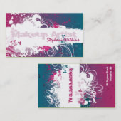 Makeup Artist Visitekaartje Grunge Splatter Roze (Voorkant / Achterkant)