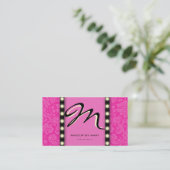 Makeup Artist Visitekaartje Licht Roze Monogram (Staand voorkant)
