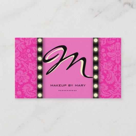 Makeup Artist Visitekaartje Licht Roze Monogram (Voorkant)