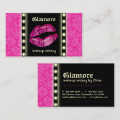 Makeup Artist Visitekaartje LIghts Pink Lips Black (Voorkant / Achterkant)