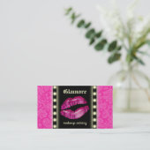 Makeup Artist Visitekaartje LIghts Pink Lips Black (Staand voorkant)