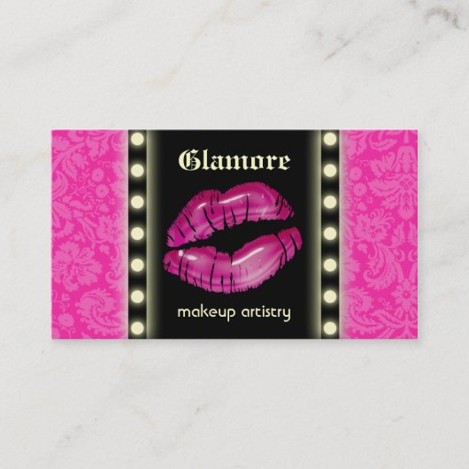 Makeup Artist Visitekaartje LIghts Pink Lips Black (Voorkant)
