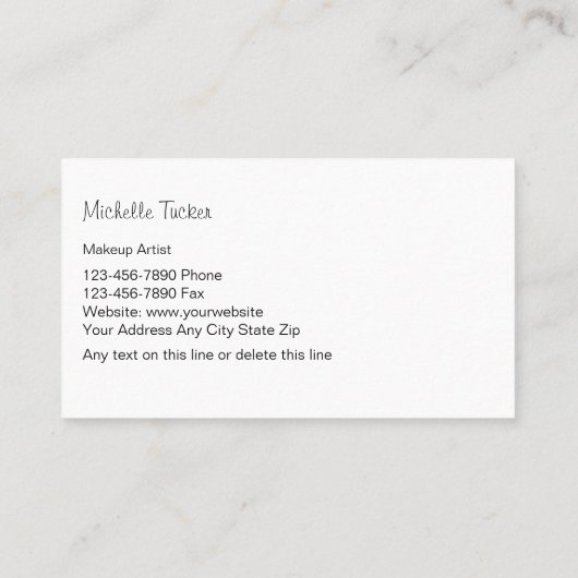 Makeup Artist Visitekaartjes (Achterkant)