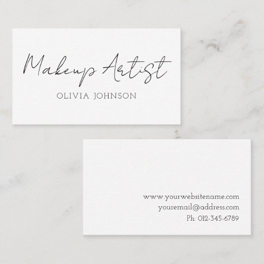 Makeup Artist Visitekaartjes | Handtekeningsscript (Voorkant / Achterkant)