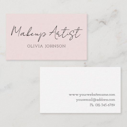 Makeup Artist Visitekaartjes | Handtekeningsscript (Voorkant / Achterkant)