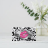 Makeup Artist Visitekaartjes Leaf Lips Silver (Staand voorkant)