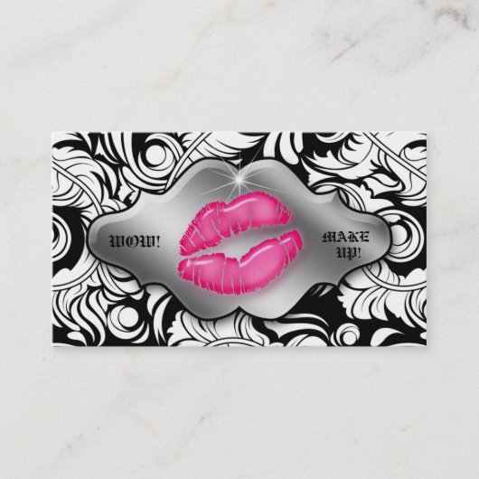 Makeup Artist Visitekaartjes Leaf Lips Silver (Voorkant)