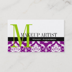 Makeup Artist Visitekaartjes Paars Damask