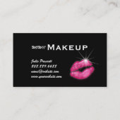 Makeup Artist Visitekaartjes Roze Lips Damask Silv (Achterkant)