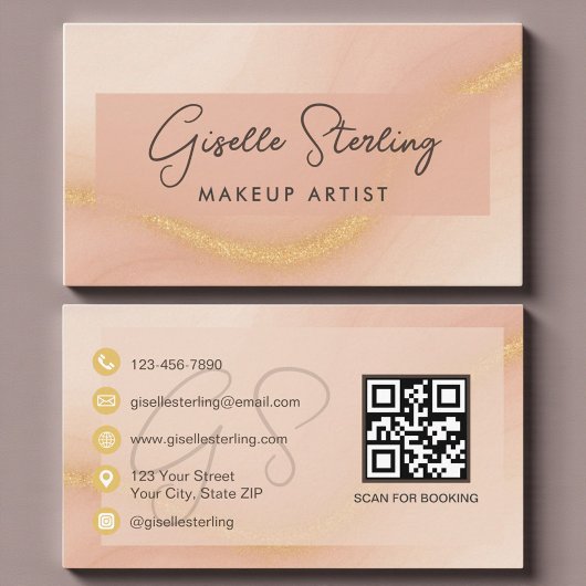 Makeup Artist Watercolor QR Code Visitekaartje