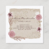 Makeup Artist Waterverf Boho Floral Vierkante Visitekaartje (Achterkant)