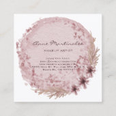 Makeup Artist Waterverf Boho Round Floral Vierkante Visitekaartje (Achterkant)