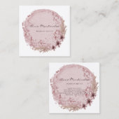 Makeup Artist Waterverf Boho Round Floral Vierkante Visitekaartje (Voorkant / Achterkant)
