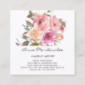 Makeup Artist Waterverf Floral Vierkante Visitekaartje (Achterkant)
