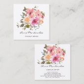 Makeup Artist Waterverf Floral Vierkante Visitekaartje (Voorkant / Achterkant)