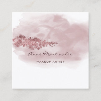 Makeup Artist Waterverf Roze Glitter Abstract Vierkante Visitekaartje