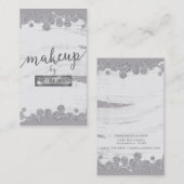 Makeup Artist White Grey & Silver Sparkle Dot Glam Visitekaartje (Voorkant / Achterkant)