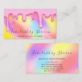 Makeup Artist White Lashes Drip Rainbow Holograaf Visitekaartje (Voorkant / Achterkant)